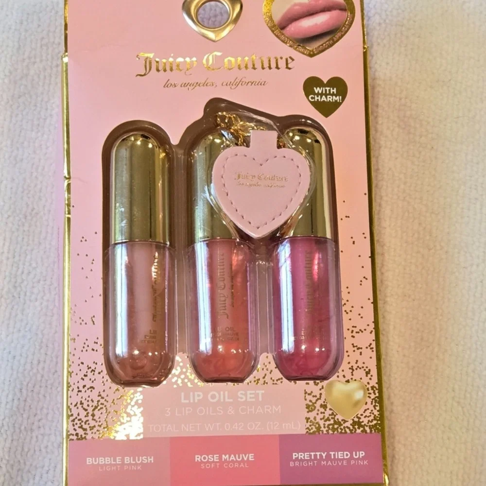 Juicy Couture Lip Oil Trio — Light Pink, Coral, Mauve